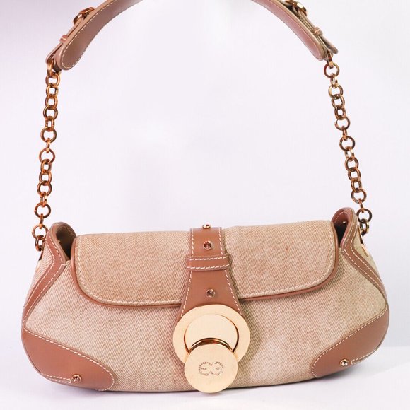 Escada Women Handbag Small Purse Bag Canvas/Leather Bag Handmade in Italy Authen - Picture 3 of 13